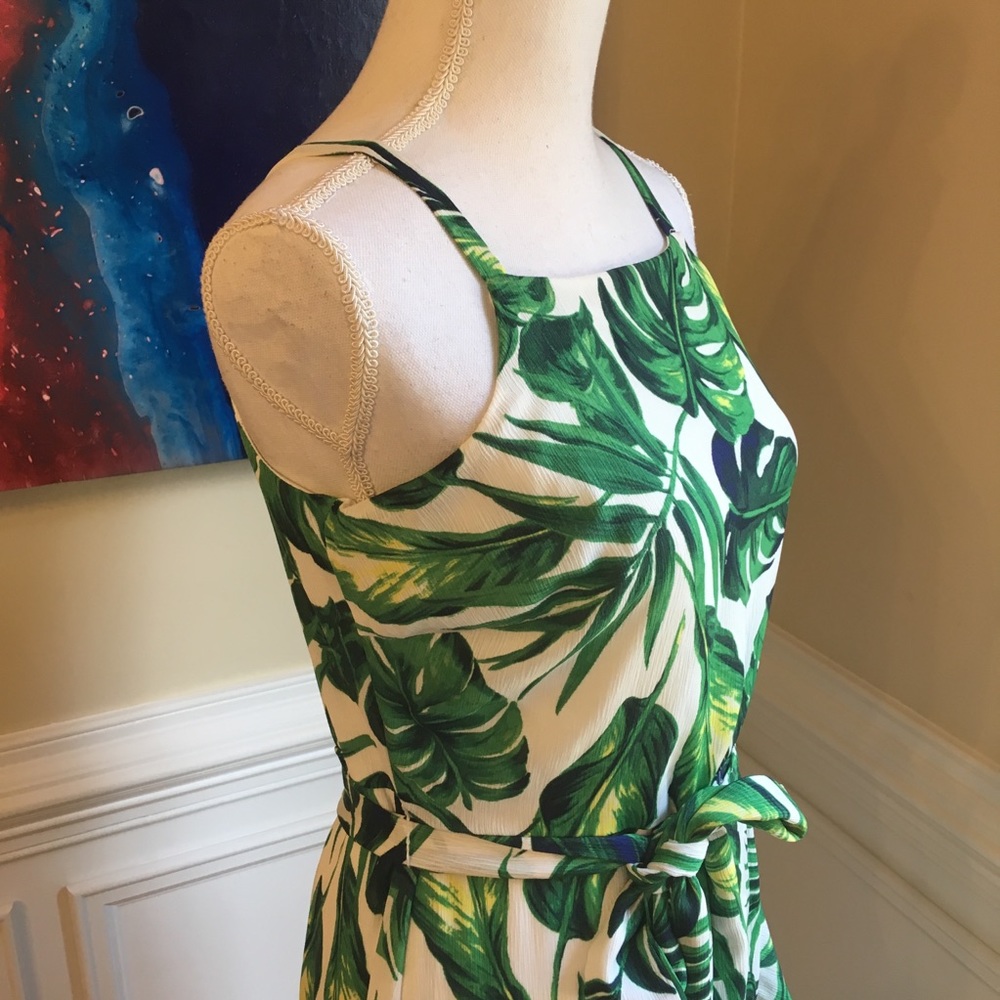 Sz.M LUXOLOGY Palm Leaf Tropical Print Dress NWT - Picture 6 of 8